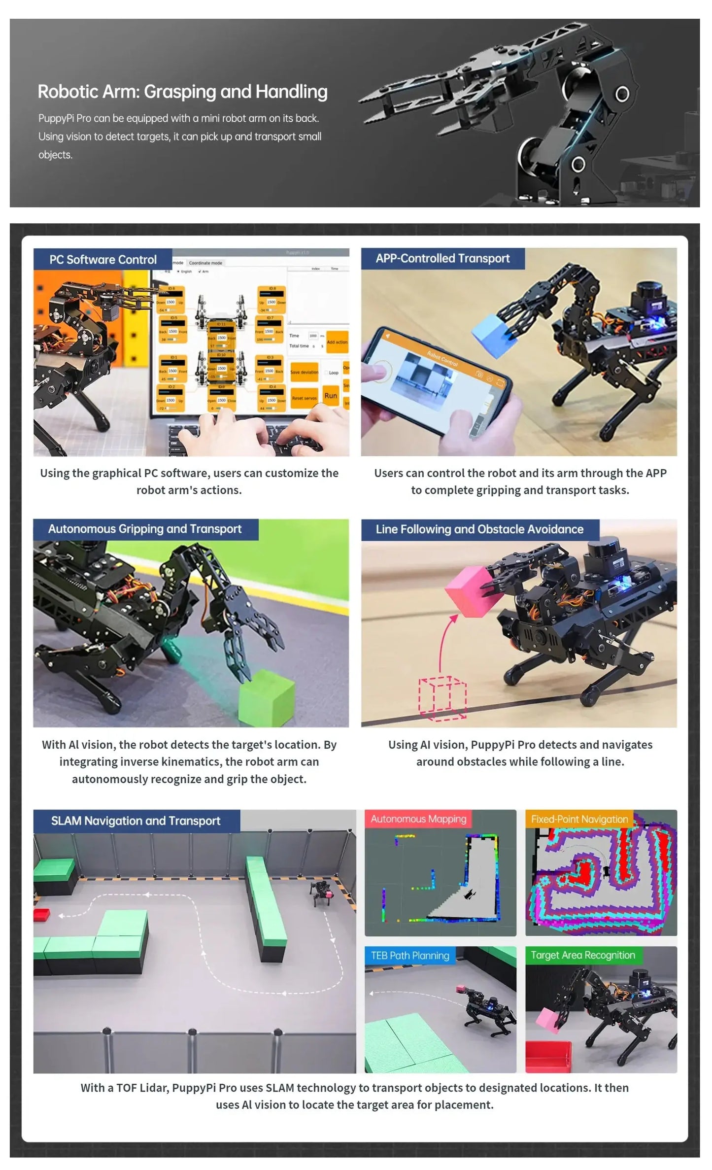 Hiwonder PuppyPi ROS quadruped robot dog, bionics, intelligent programming, AI visual recognition Ai-TechWorld 