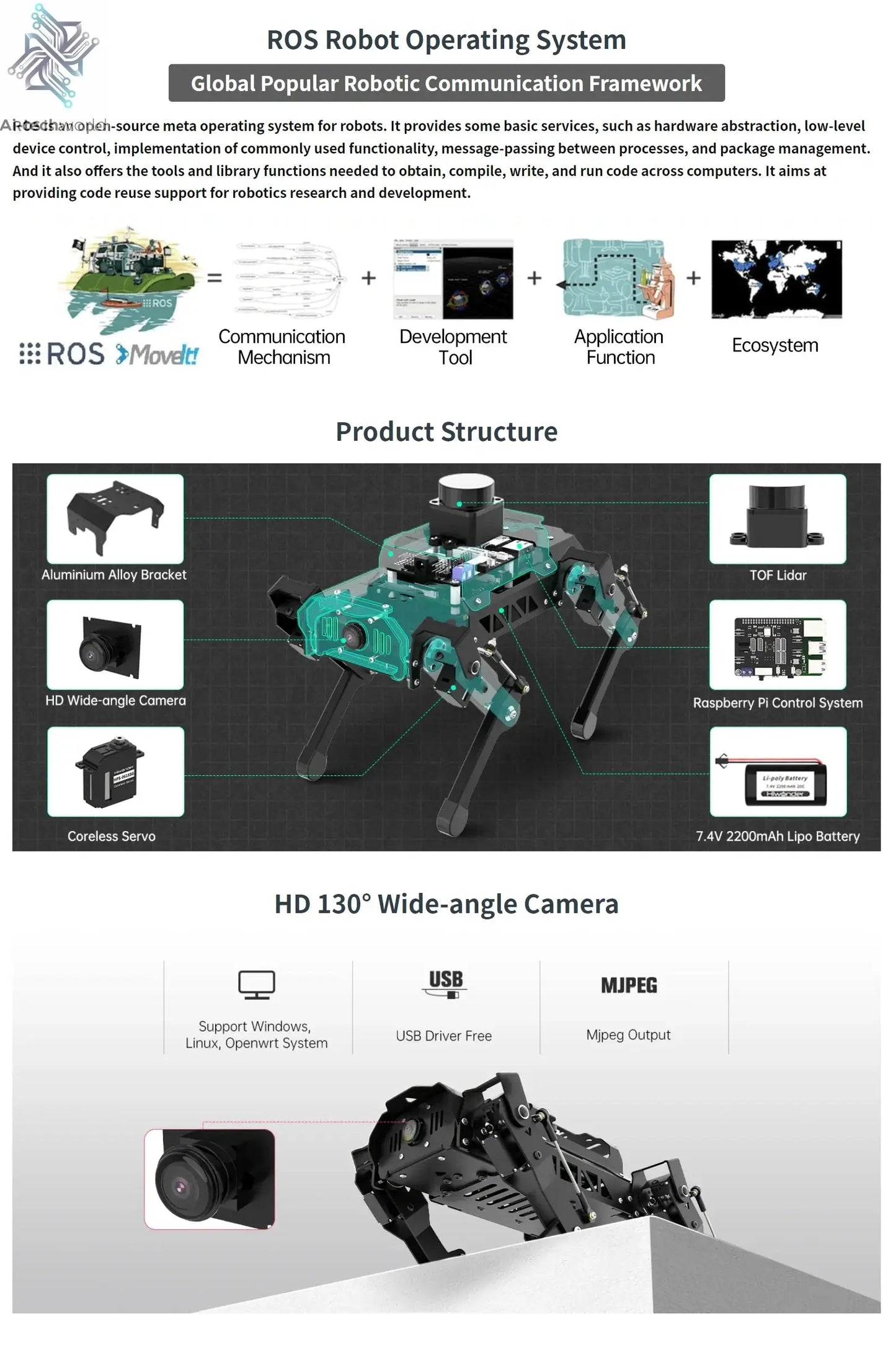 Hiwonder PuppyPi ROS quadruped robot dog, bionics, intelligent programming, AI visual recognition Ai-TechWorld 