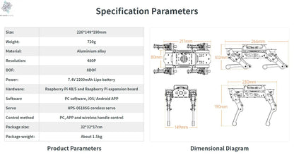 Hiwonder PuppyPi ROS quadruped robot dog, bionics, intelligent programming, AI visual recognition Ai-TechWorld 