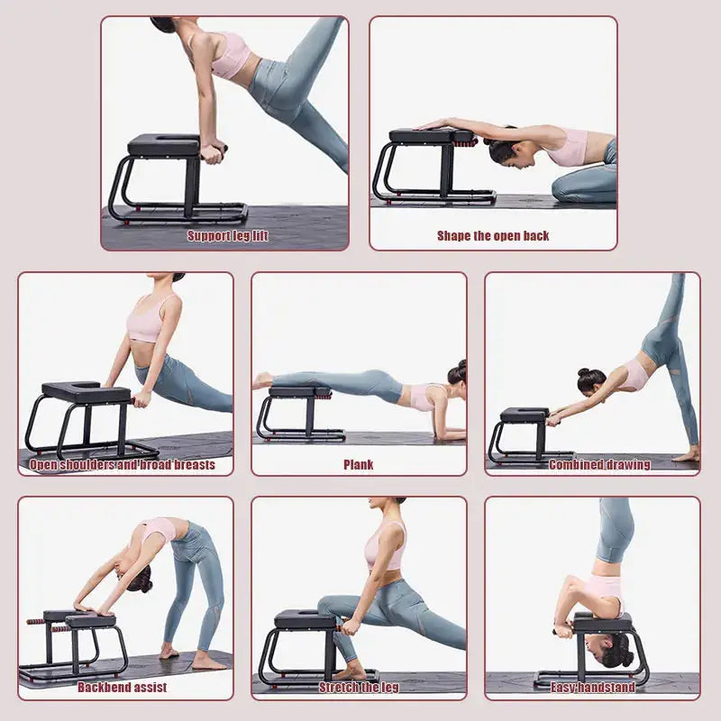 Home multifunctional inverted stool, double armrest yoga headrest bench, vertical yoga chair for balance training - Ai-TechWorld