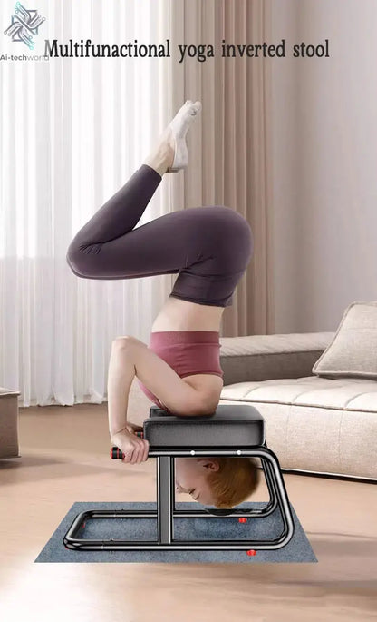 Home multifunctional inverted stool, double armrest yoga headrest bench, vertical yoga chair for balance training - Ai-TechWorld