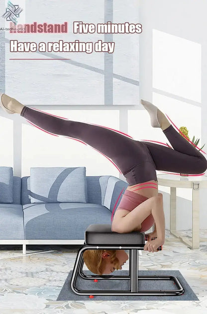 Home multifunctional inverted stool, double armrest yoga headrest bench, vertical yoga chair for balance training - Ai-TechWorld