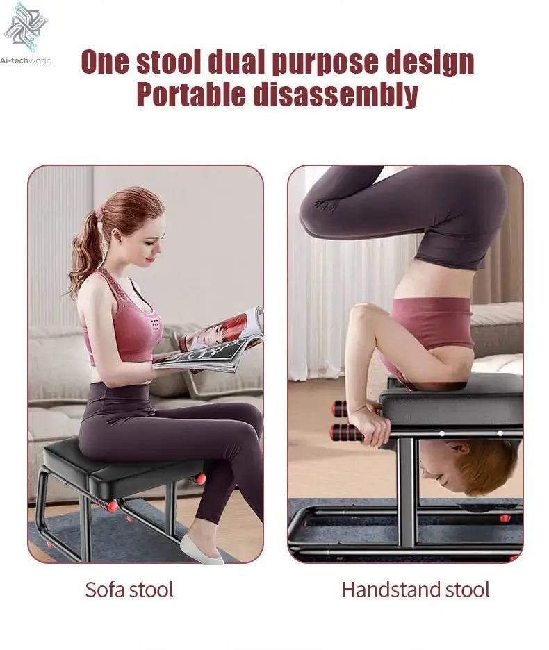 Home multifunctional inverted stool, double armrest yoga headrest bench, vertical yoga chair for balance training - Ai-TechWorld