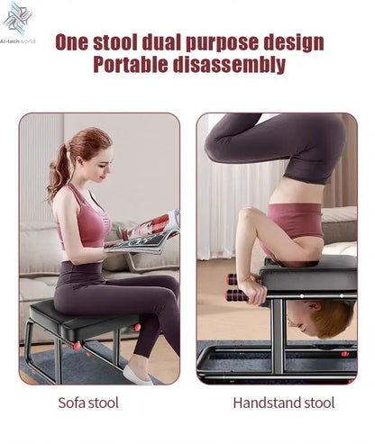 Home multifunctional inverted stool, double armrest yoga headrest bench, vertical yoga chair for balance training - Ai-TechWorld