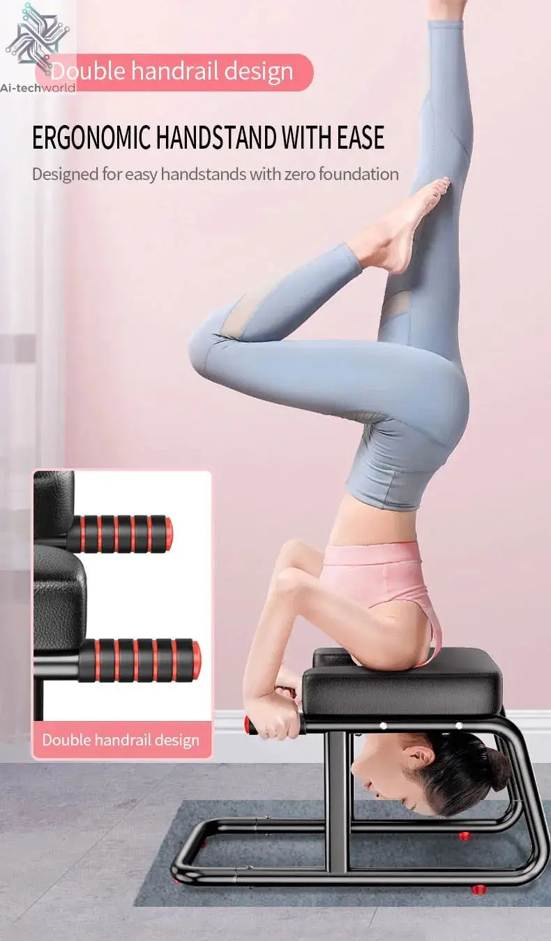 Home multifunctional inverted stool, double armrest yoga headrest bench, vertical yoga chair for balance training - Ai-TechWorld