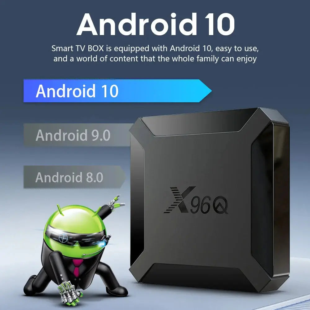 Hot X96Q Android 10.0 Fast Smart TV BOX 2GB 16GB Allwinner H313 Quad Core 4K 2.4G Wifi Set top box 1G8G Media Player Ai-TechWorld 