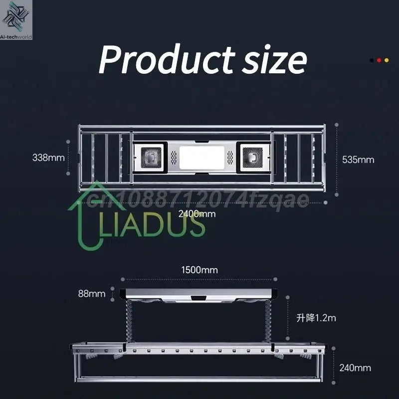 Household Balcony Electric Clothes Drying Rack Remote Control Intelligent Drying Air Drying Lifting Folding Clothes Drying Rack - Ai - TechWorld