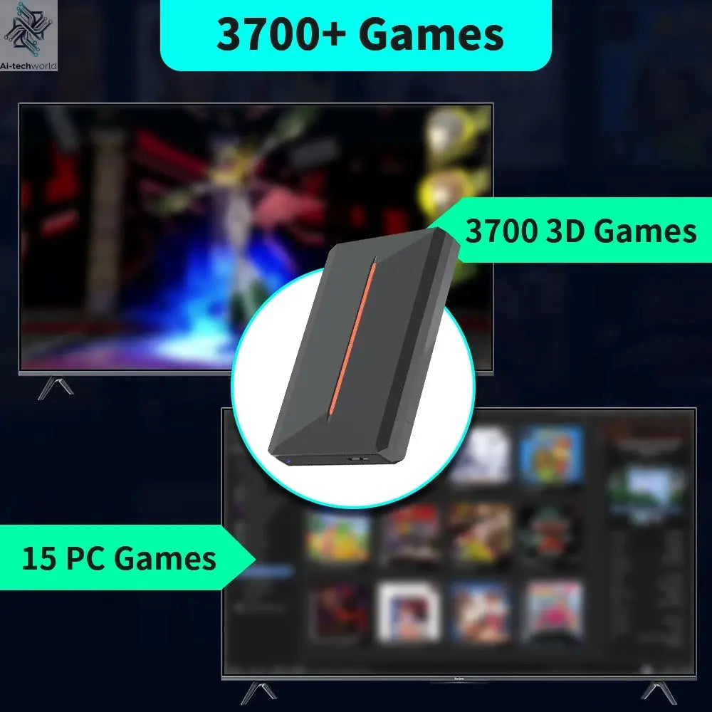 Hyper Base Lbox 500GB Gaming Hard Drive For PS4/PS3/PS2/Wii/Wiiu/Gamecube/Saturn With 3700+ Games Plug&Play For Win PC Launchbox Ai-TechWorld 