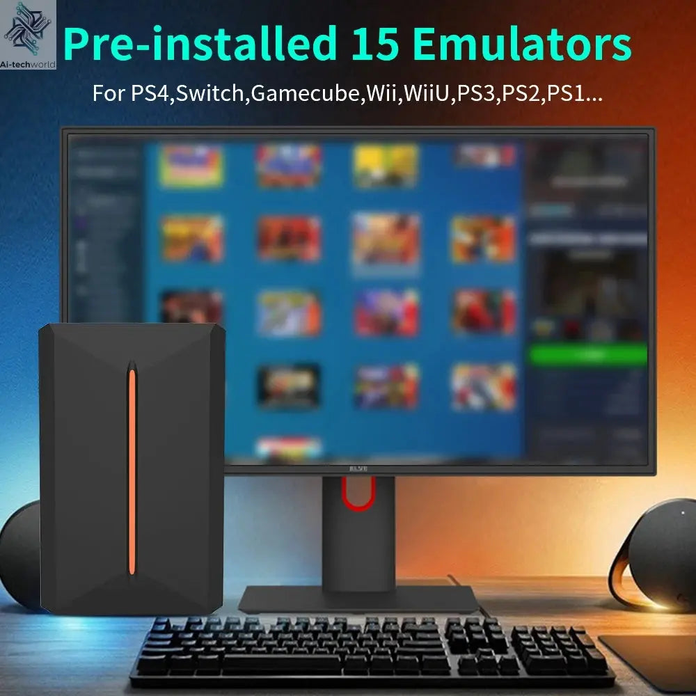 Hyper Base Lbox 500GB Gaming Hard Drive For PS4/PS3/PS2/Wii/Wiiu/Gamecube/Saturn With 3700+ Games Plug&Play For Win PC Launchbox Ai-TechWorld 