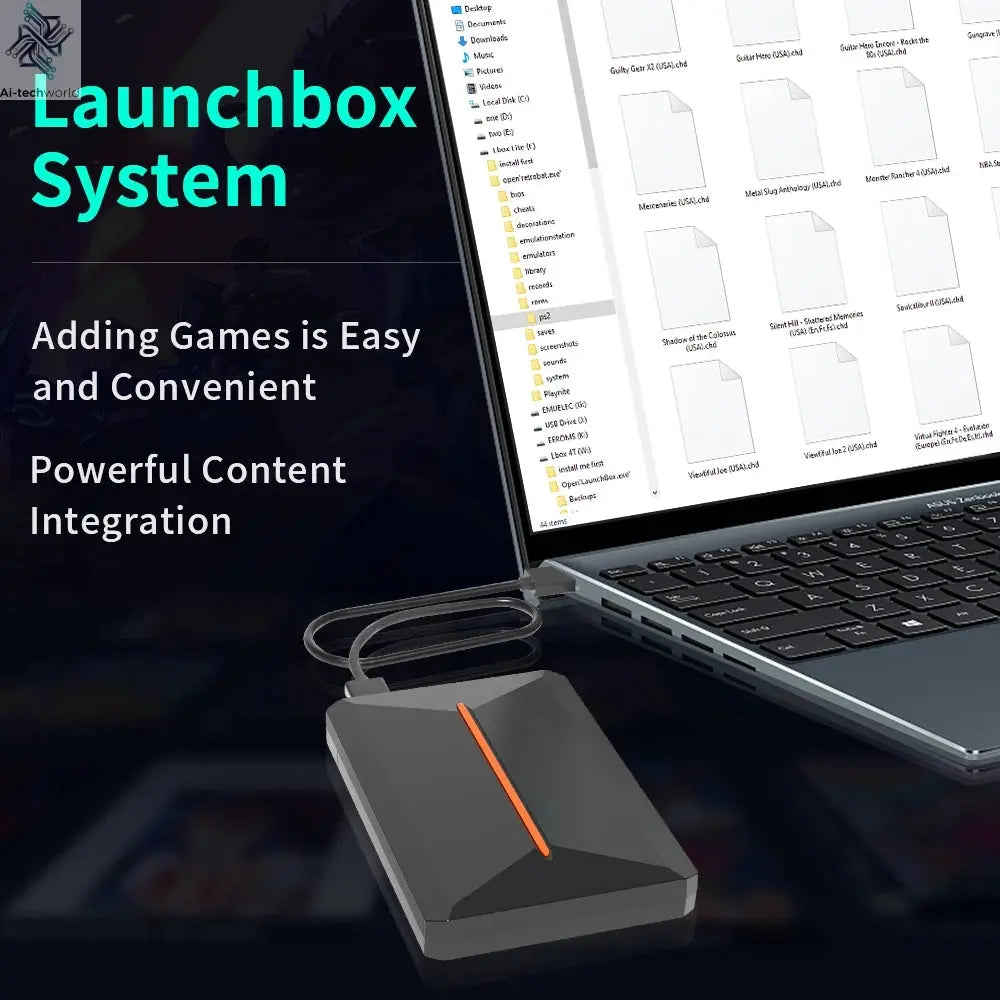 Hyper Base Lbox 500GB Gaming Hard Drive For PS4/PS3/PS2/Wii/Wiiu/Gamecube/Saturn With 3700+ Games Plug&Play For Win PC Launchbox Ai-TechWorld 