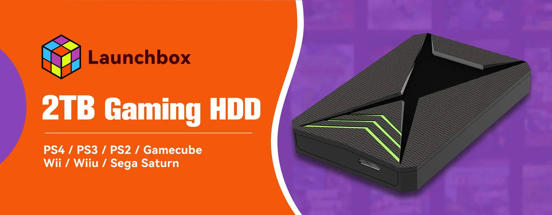 Hyper Base Lbox 500GB Gaming Hard Drive For PS4/PS3/PS2/Wii/Wiiu/Gamecube/Saturn With 3700+ Games Plug&Play For Win PC Launchbox Ai-TechWorld 