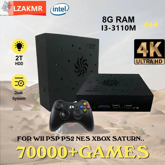 I3-3110M Retro Game Console X8 Play On TV 2T HDD Batocera+Windows 70000+Games For Wii PS2 N64 PSP GameCube N64 Wireless handle Ai-TechWorld 