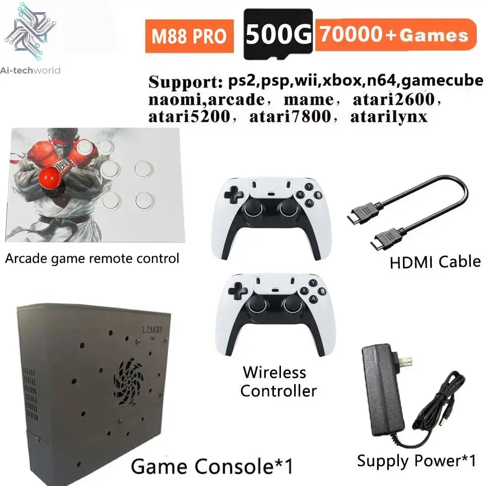 I3-3110M Retro Game Console X8 Play On TV 2T HDD Batocera+Windows 70000+Games For Wii PS2 N64 PSP GameCube N64 Wireless handle Ai-TechWorld 