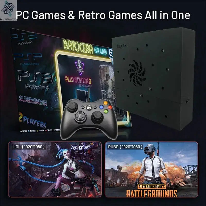 I3-3110M Retro Game Console X8 Play On TV 2T HDD Batocera+Windows 70000+Games For Wii PS2 N64 PSP GameCube N64 Wireless handle Ai-TechWorld 