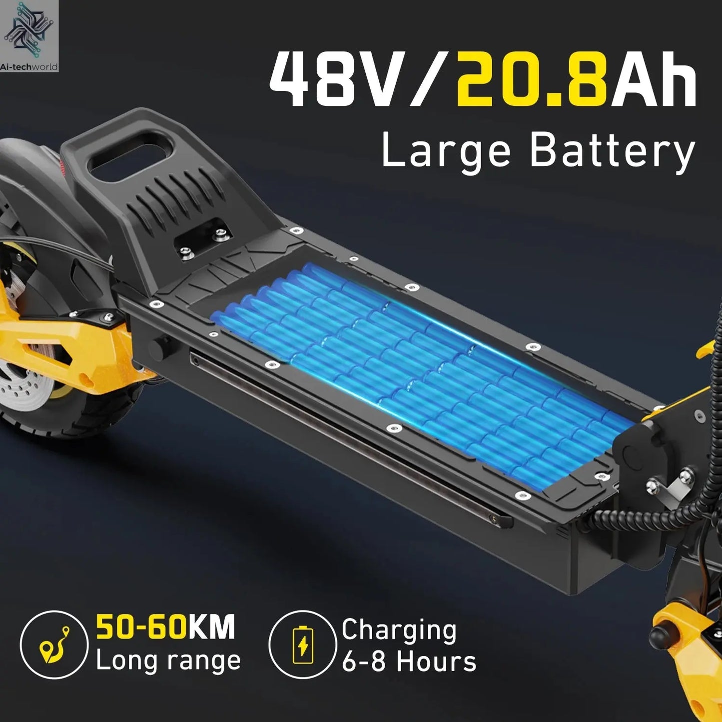 IENYRID ES1 Electric Scooter Foldable 2400W Dual Motor 48V20.8Ah Lithium Battery E-Scooter 10-inch Tires Adult City E-Scooter Ai-TechWorld 