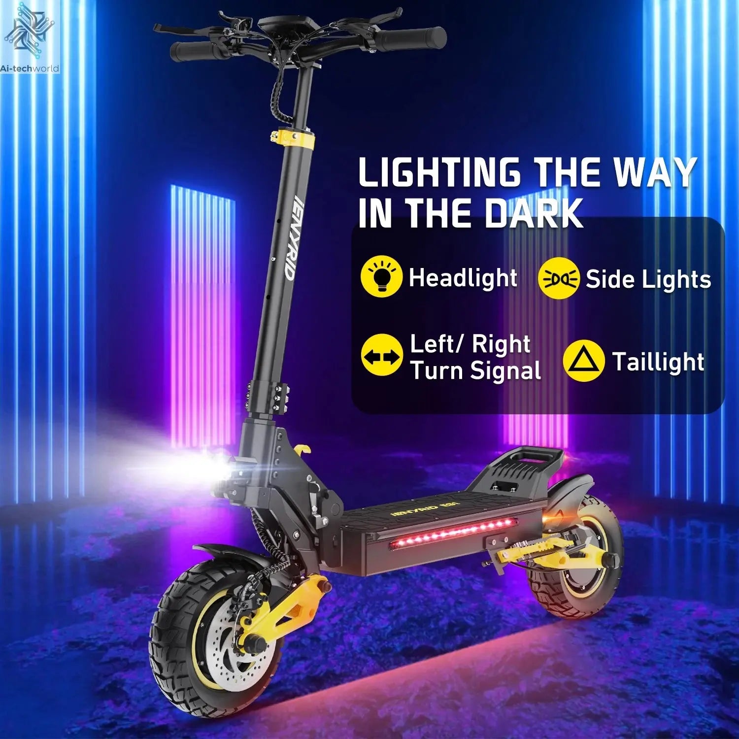 IENYRID ES1 Electric Scooter Foldable 2400W Dual Motor 48V20.8Ah Lithium Battery E-Scooter 10-inch Tires Adult City E-Scooter Ai-TechWorld 