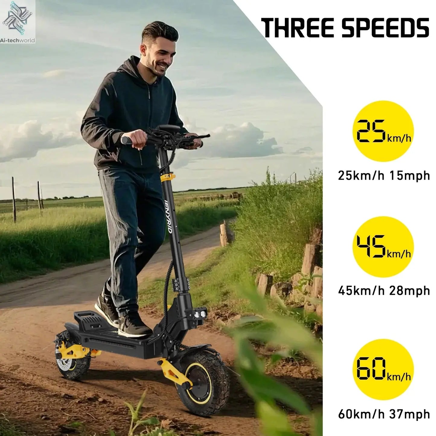 IENYRID ES1 Electric Scooter Foldable 2400W Dual Motor 48V20.8Ah Lithium Battery E-Scooter 10-inch Tires Adult City E-Scooter Ai-TechWorld 