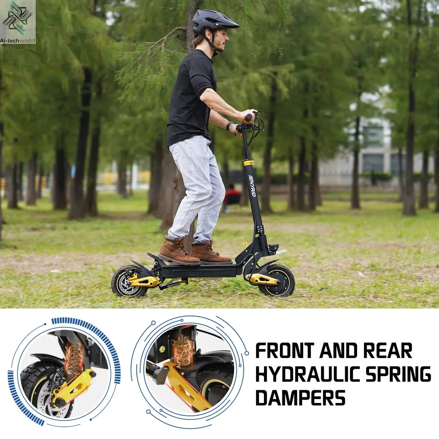 IENYRID ES1 Electric Scooter Foldable 2400W Dual Motor 48V20.8Ah Lithium Battery E-Scooter 10-inch Tires Adult City E-Scooter Ai-TechWorld 