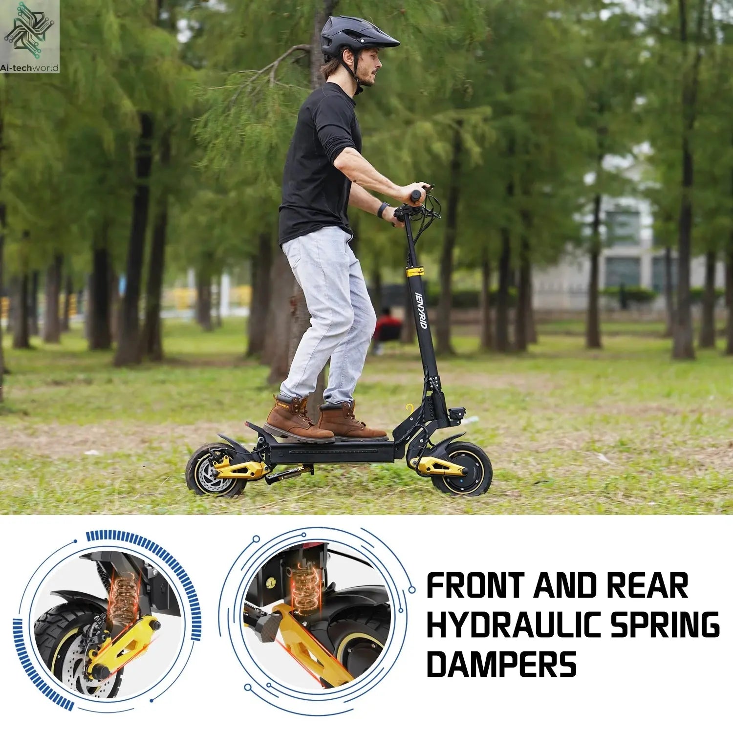 IENYRID ES1 Electric Scooter Foldable 2400W Dual Motor 48V20.8Ah Lithium Battery E-Scooter 10-inch Tires Adult City E-Scooter Ai-TechWorld 