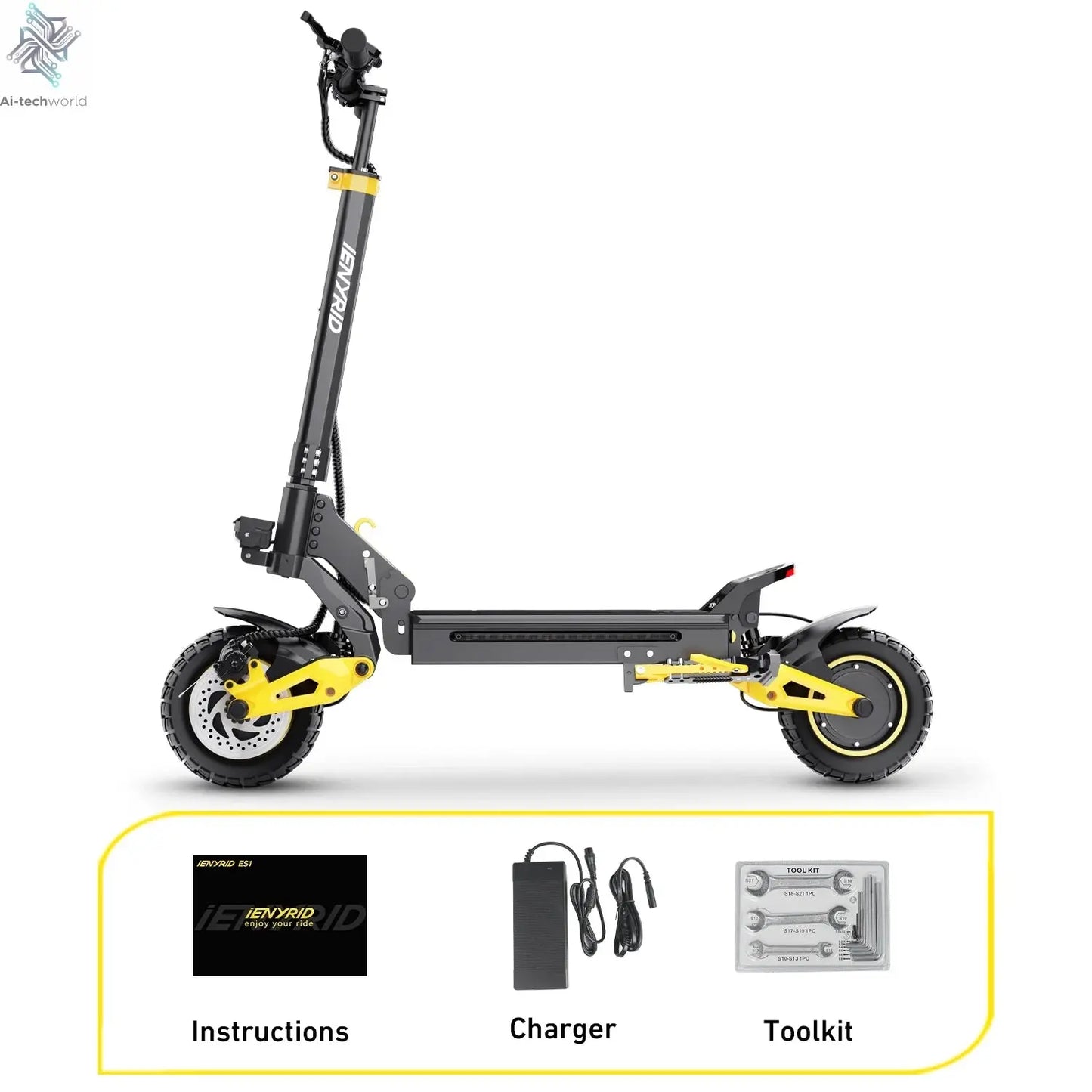 IENYRID ES1 Electric Scooter Foldable 2400W Dual Motor 48V20.8Ah Lithium Battery E-Scooter 10-inch Tires Adult City E-Scooter Ai-TechWorld 