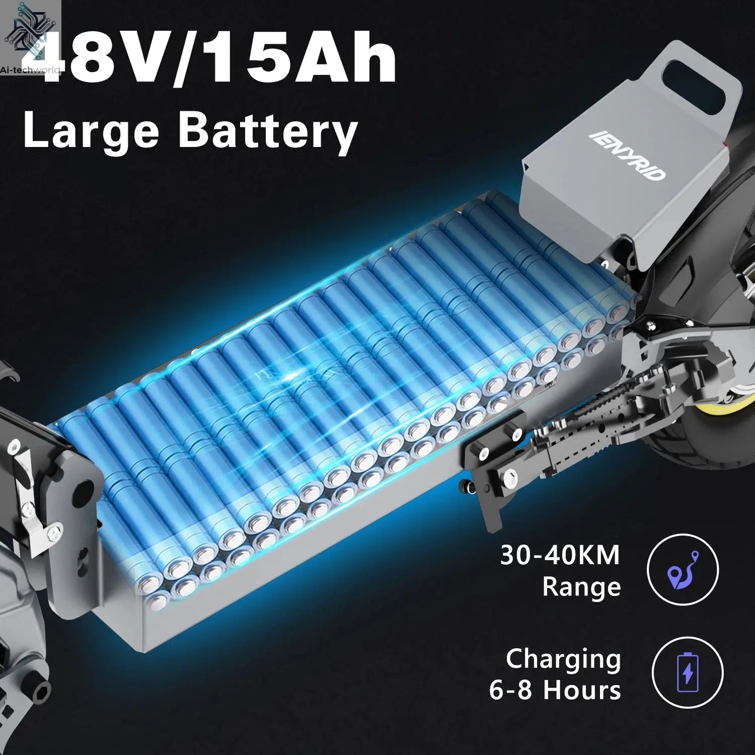 IENYRID IE-S1 Electric Scooter 800W Motor 48V15AH Lithium Battery E-Scooter 10-inch Off-road Tires Foldable E-Scooters Ai-TechWorld 
