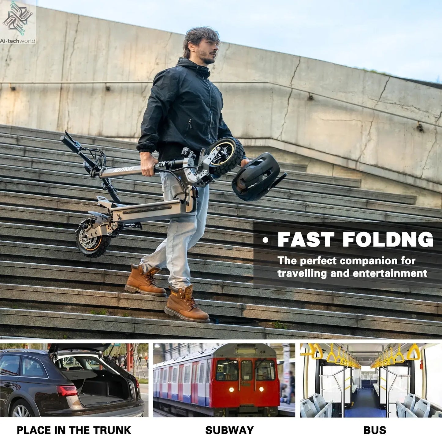IENYRID IE-S1 Electric Scooter 800W Motor 48V15AH Lithium Battery E-Scooter 10-inch Off-road Tires Foldable E-Scooters Ai-TechWorld 