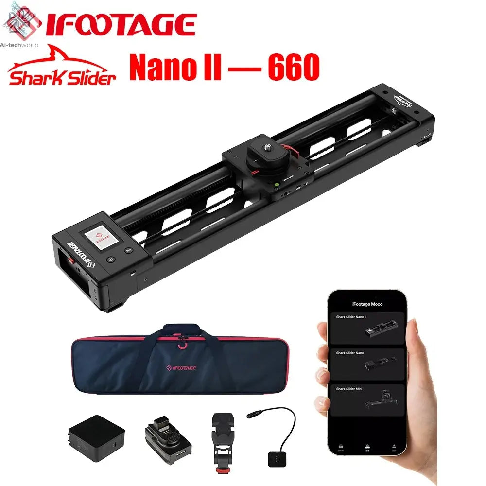 IFOOTAGE Shark Slider Nano II — 660 Mini Motorized Camera Long Version,Aluminum Alloy Dolly Track,Video Stabilizer Rail Panorama Ai-TechWorld 