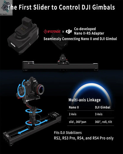 IFOOTAGE Shark Slider Nano II — 660 Mini Motorized Camera Long Version,Aluminum Alloy Dolly Track,Video Stabilizer Rail Panorama Ai-TechWorld 