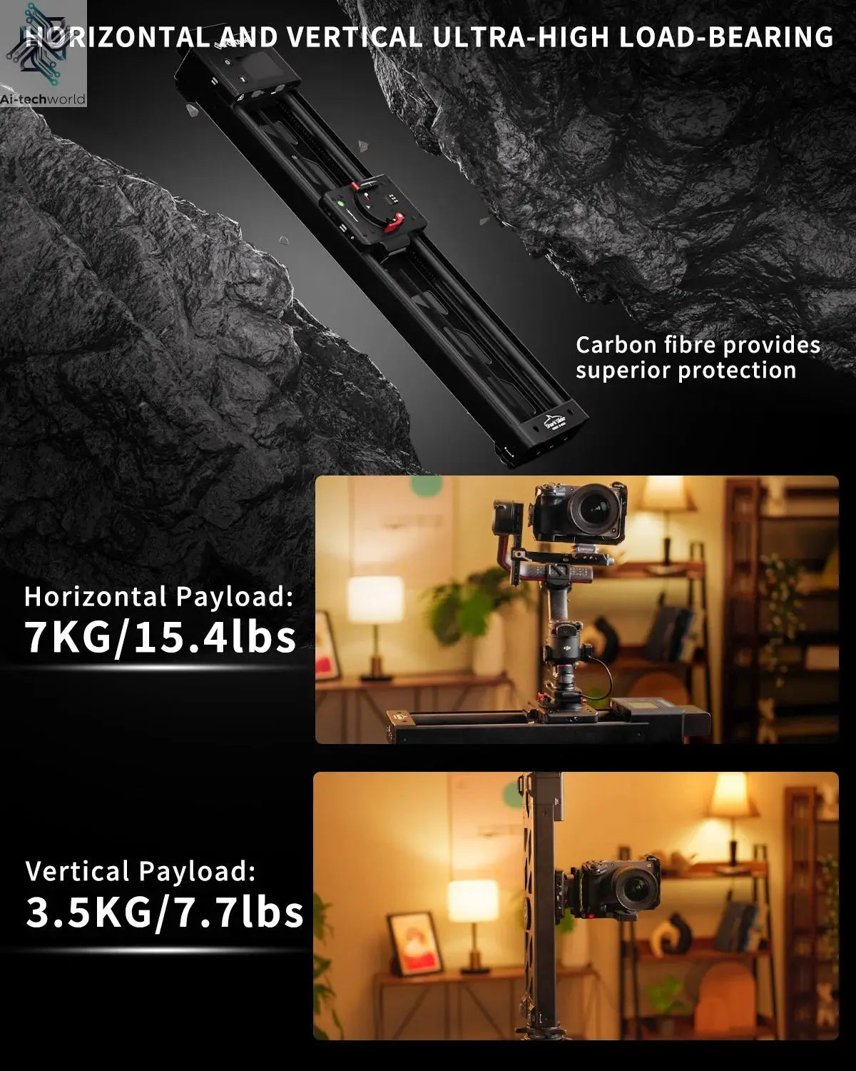IFOOTAGE Shark Slider Nano II — 660 Mini Motorized Camera Long Version,Aluminum Alloy Dolly Track,Video Stabilizer Rail Panorama Ai-TechWorld 