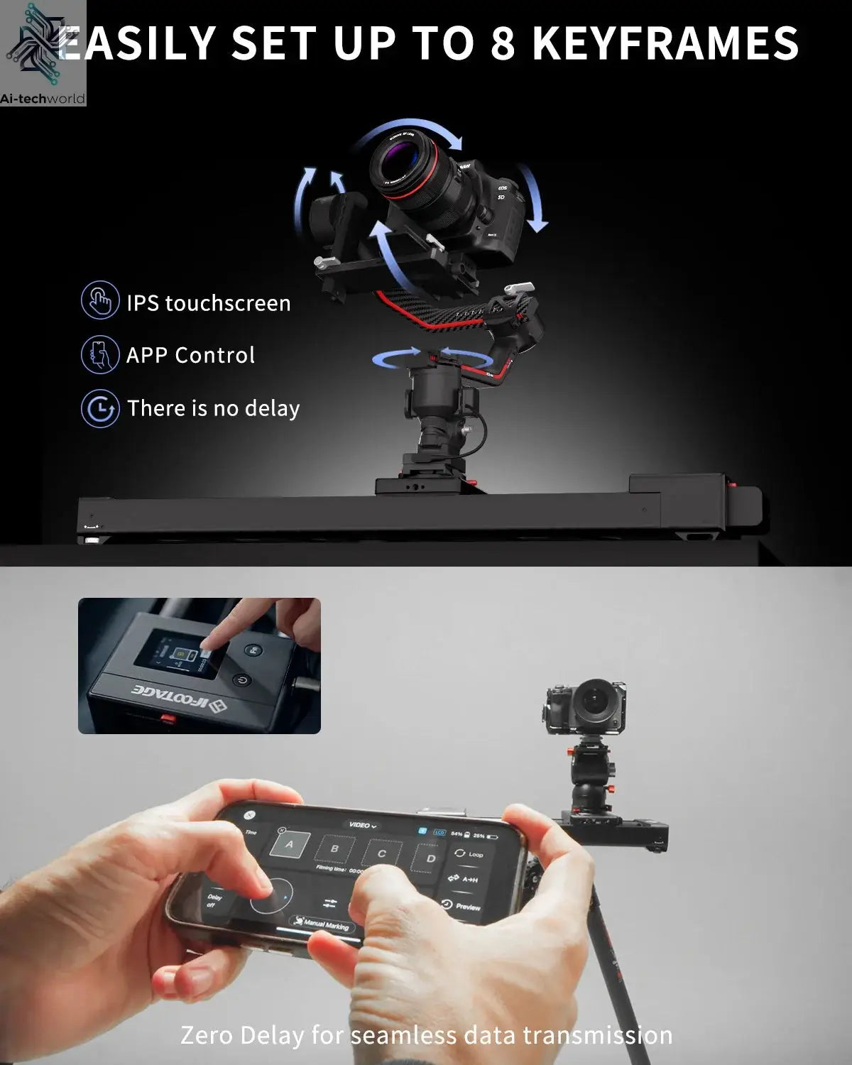 IFOOTAGE Shark Slider Nano II — 660 Mini Motorized Camera Long Version,Aluminum Alloy Dolly Track,Video Stabilizer Rail Panorama Ai-TechWorld 