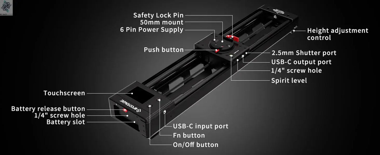 IFOOTAGE Shark Slider Nano II — 660 Mini Motorized Camera Long Version,Aluminum Alloy Dolly Track,Video Stabilizer Rail Panorama Ai-TechWorld 