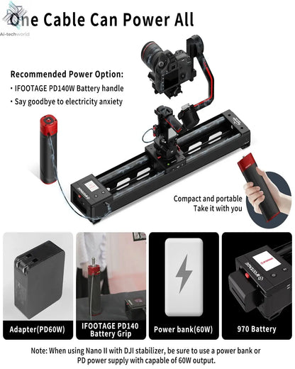 IFOOTAGE Shark Slider Nano II — 660 Mini Motorized Camera Long Version,Aluminum Alloy Dolly Track,Video Stabilizer Rail Panorama Ai-TechWorld 