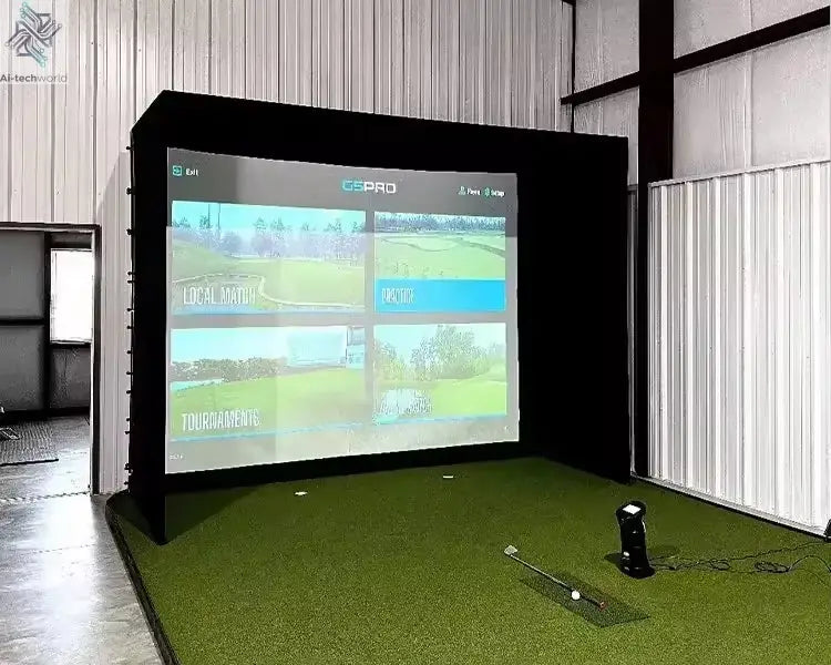 Indoor Virtual Golf Simulator Enclosure 10x9ft with Aluminum Frame Dual-Layer HD Impact Screen Golf Simulator for Home Clubs - Ai-TechWorld