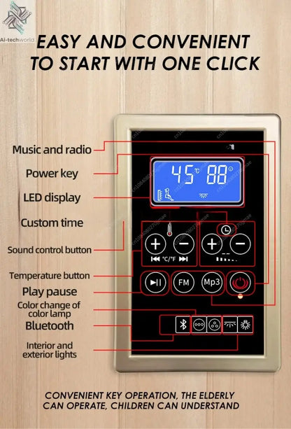 Infrared Sauna Control Panel and Box Digital Temperature Timer Adjustable Home Spa Therapy Ai-TechWorld 