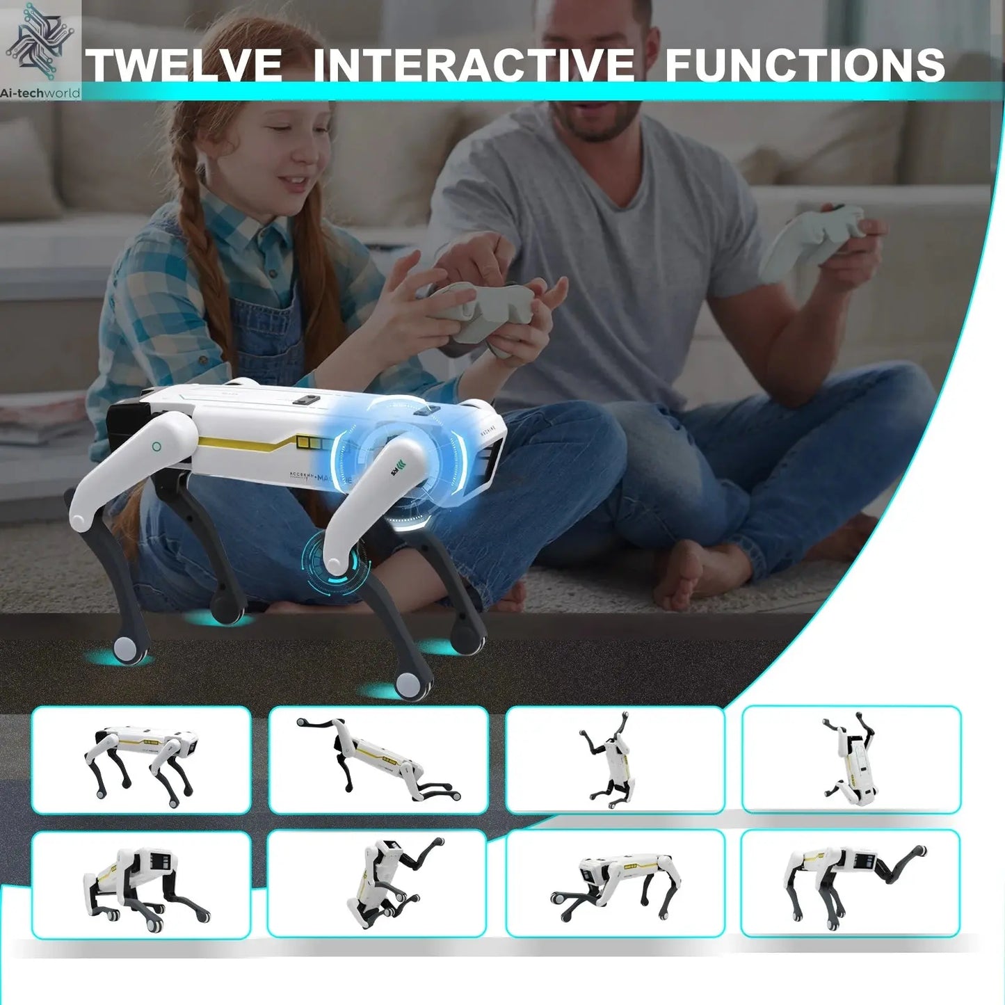 Intelligent AI RC Robot Dog Voice Dialogue APP Remote Control Programming Singing Dancing Machine Dog Kids Toys Ai-TechWorld 