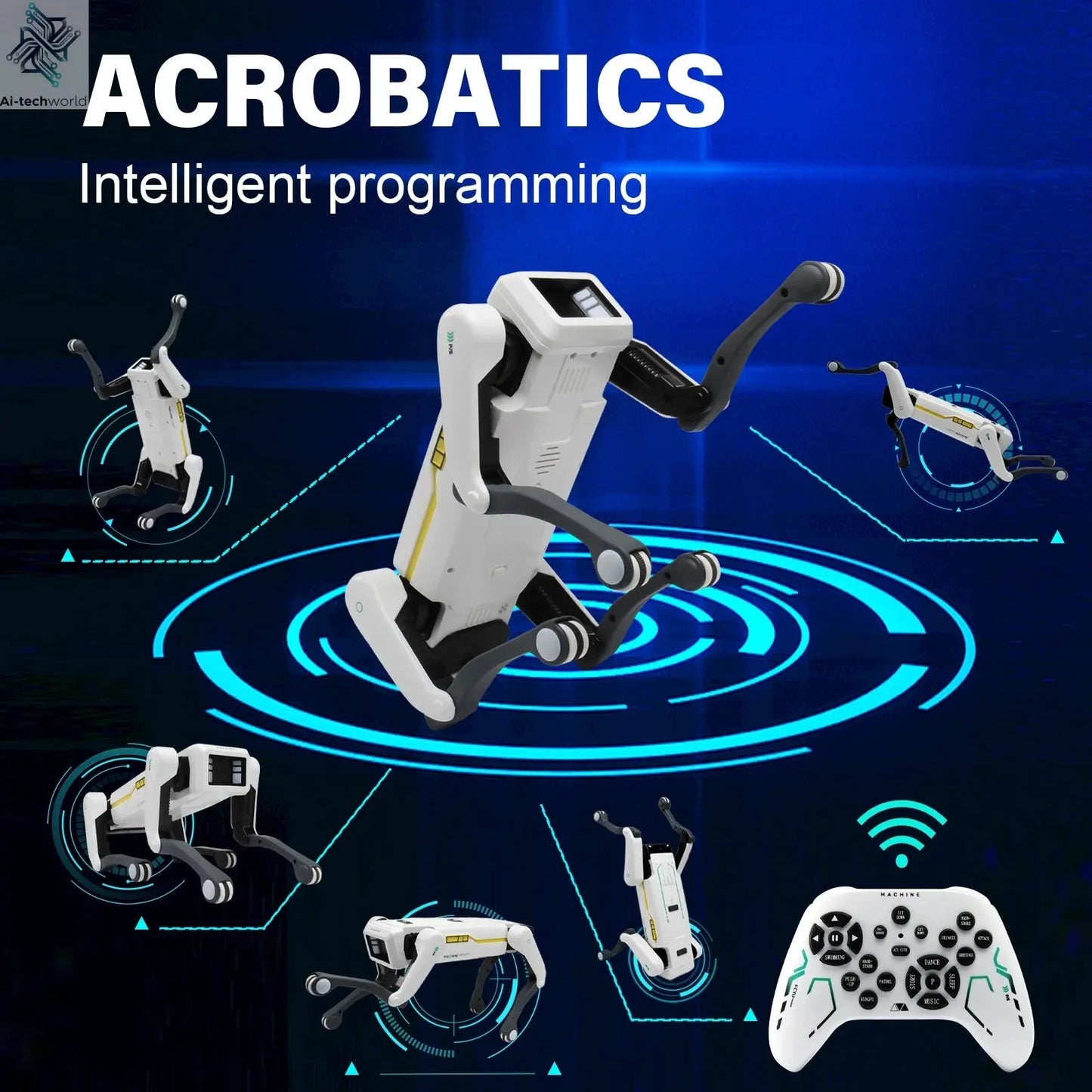 Intelligent AI RC Robot Dog Voice Dialogue APP Remote Control Programming Singing Dancing Machine Dog Kids Toys Ai-TechWorld 