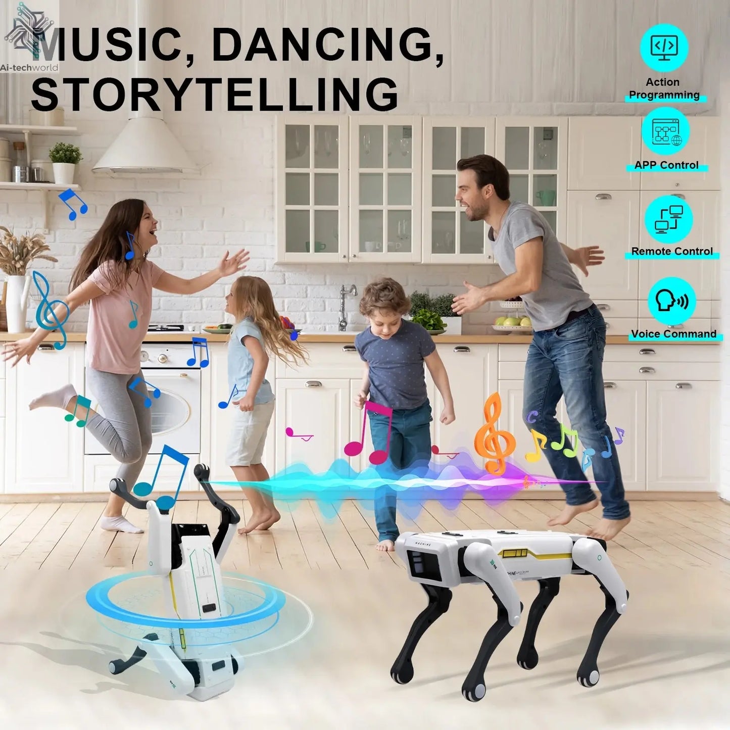 Intelligent AI RC Robot Dog Voice Dialogue APP Remote Control Programming Singing Dancing Machine Dog Kids Toys Ai-TechWorld 
