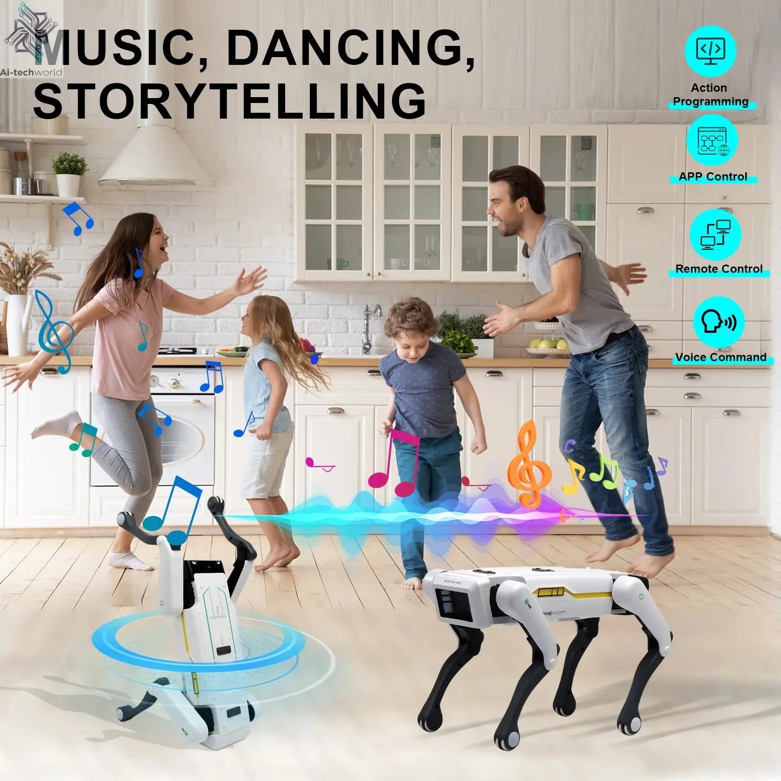 Intelligent AI RC Robot Dog Voice Dialogue APP Remote Control Programming Singing Dancing Machine Dog Kids Toys Ai-TechWorld 
