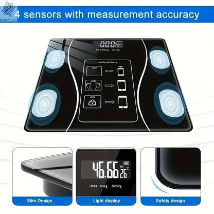 Intelligent Digital Body Scale With Backlit LED Display Screen,Weighing Up To 400 Pounds,Ideal for Weight Management & Fitness Ai-TechWorld 
