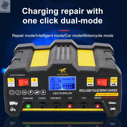 Intelligent Pulse Repair Battery Charger EU Plug 300AH LCD Display For Wet Dry Lead Acid Full Automatic Car Battery Charger 220W Ai-TechWorld 