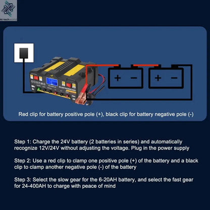 Intelligent Pulse Repair Battery Charger EU Plug 300AH LCD Display For Wet Dry Lead Acid Full Automatic Car Battery Charger 220W Ai-TechWorld 