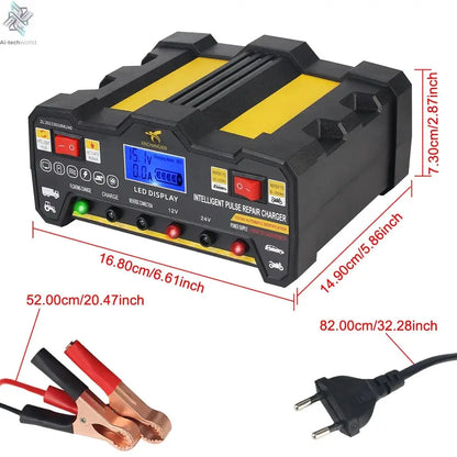Intelligent Pulse Repair Battery Charger EU Plug 300AH LCD Display For Wet Dry Lead Acid Full Automatic Car Battery Charger 220W Ai-TechWorld 