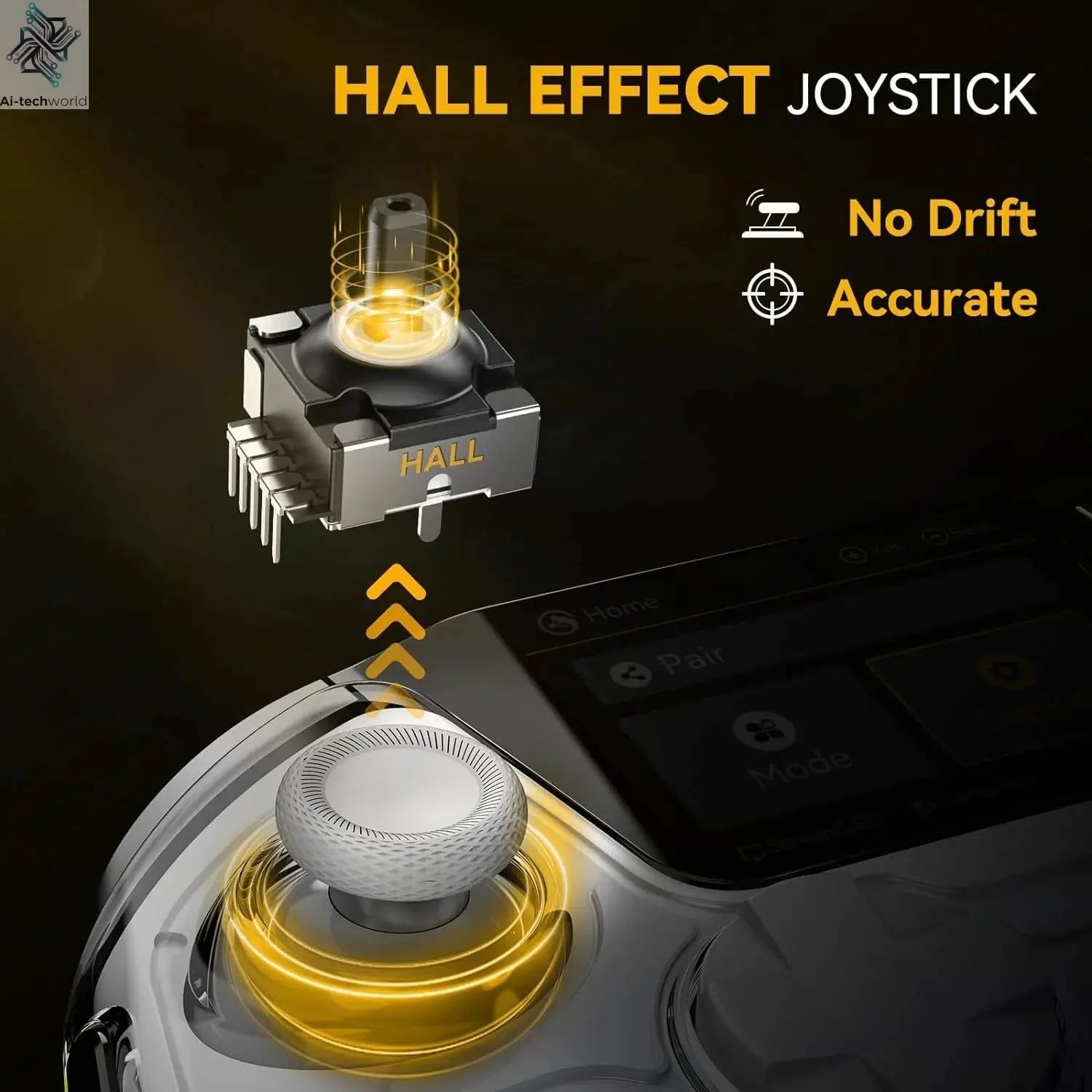 Interactive Screen Wireless Gaming Controller for Switch/PC/iOS/Android Hall Effect Stick RGB Light 1800mAh with Charging Dock Ai-TechWorld 