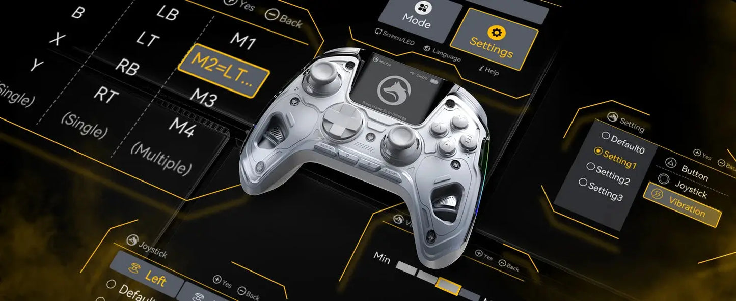 Interactive Screen Wireless Gaming Controller for Switch/PC/iOS/Android Hall Effect Stick RGB Light 1800mAh with Charging Dock Ai-TechWorld 