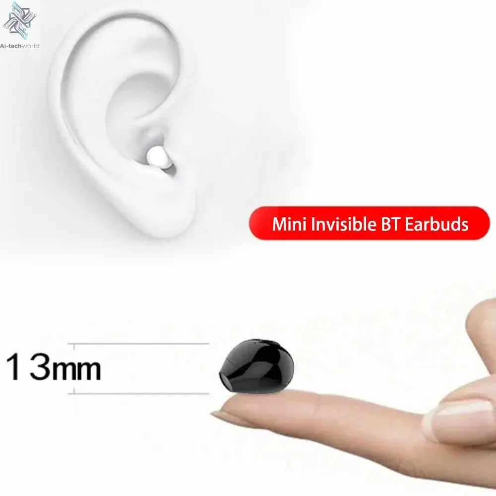 Invisible Earphones Mini Headphones V5.2 Bluetooth TWS In-Ear Earbuds Noise Reduction Wireless Sleep In-Ear Earbuds With Micr Ai-TechWorld 