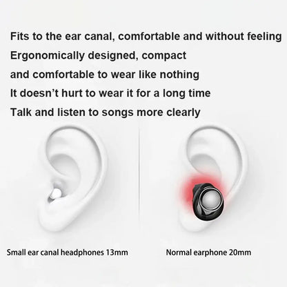 Invisible Earphones Mini Headphones V5.2 Bluetooth TWS In-Ear Earbuds Noise Reduction Wireless Sleep In-Ear Earbuds With Micr Ai-TechWorld 