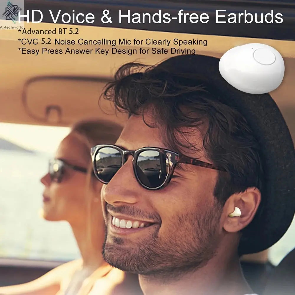 Invisible Earphones Mini Headphones V5.2 Bluetooth TWS In-Ear Earbuds Noise Reduction Wireless Sleep In-Ear Earbuds With Micr Ai-TechWorld 