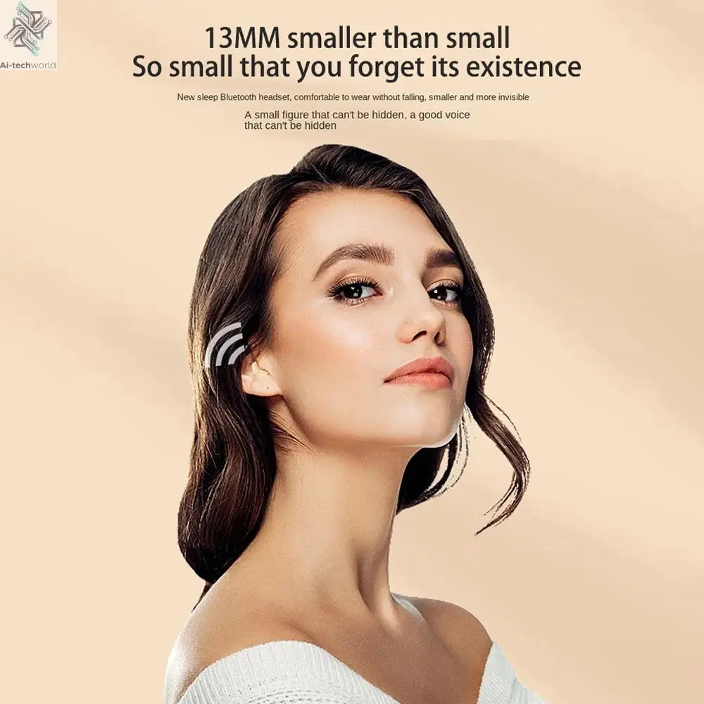 Invisible Earphones Mini Headphones V5.2 Bluetooth TWS In-Ear Earbuds Noise Reduction Wireless Sleep In-Ear Earbuds With Micr Ai-TechWorld 