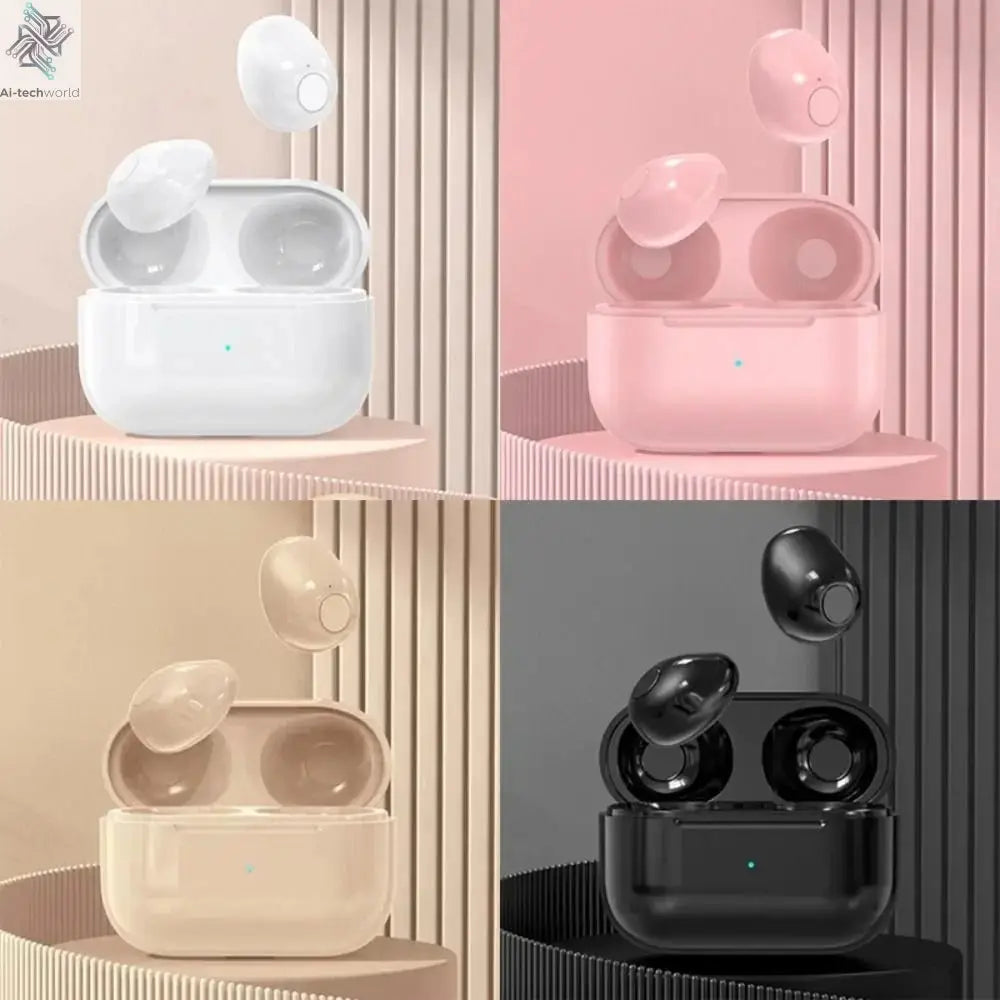 Invisible Earphones Mini Headphones V5.2 Bluetooth TWS In-Ear Earbuds Noise Reduction Wireless Sleep In-Ear Earbuds With Micr Ai-TechWorld 