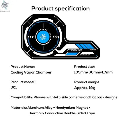 J01 High Quality NEW Mobile Phone Magnetic Cooling Plate Compatible Universal Radiator Game Cooler Expand Area Radiating Sticker Ai-TechWorld 
